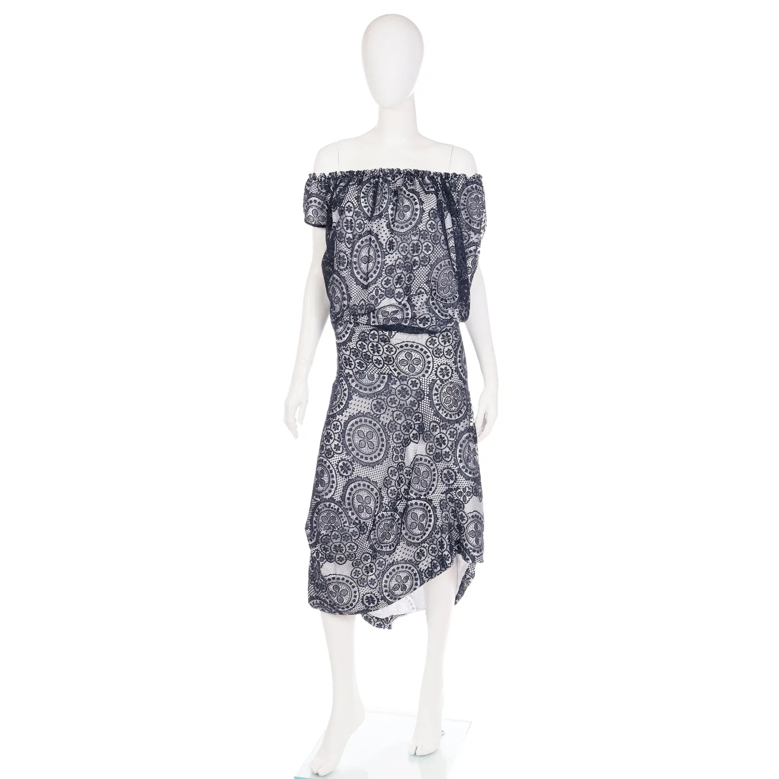 2012 Vivienne Westwood Black Lace & White Asymmetrical Dress