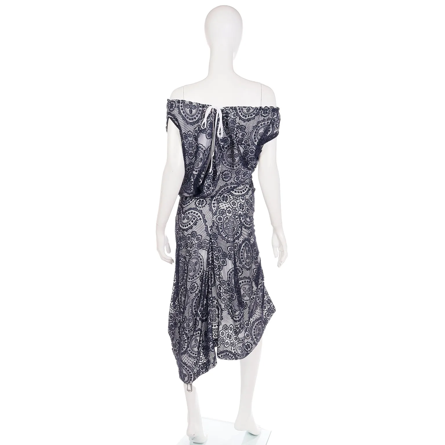 2012 Vivienne Westwood Black Lace & White Asymmetrical Dress