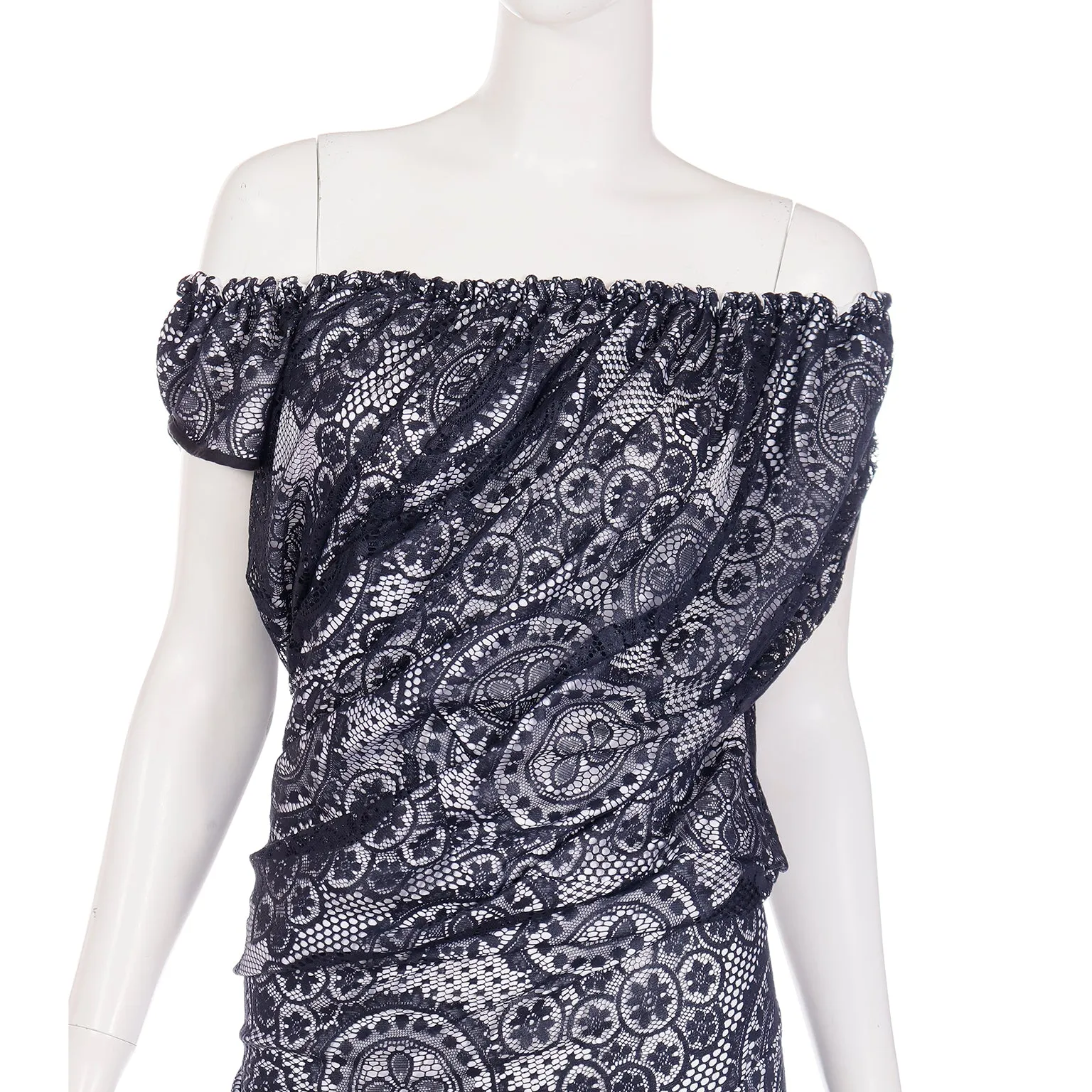 2012 Vivienne Westwood Black Lace & White Asymmetrical Dress