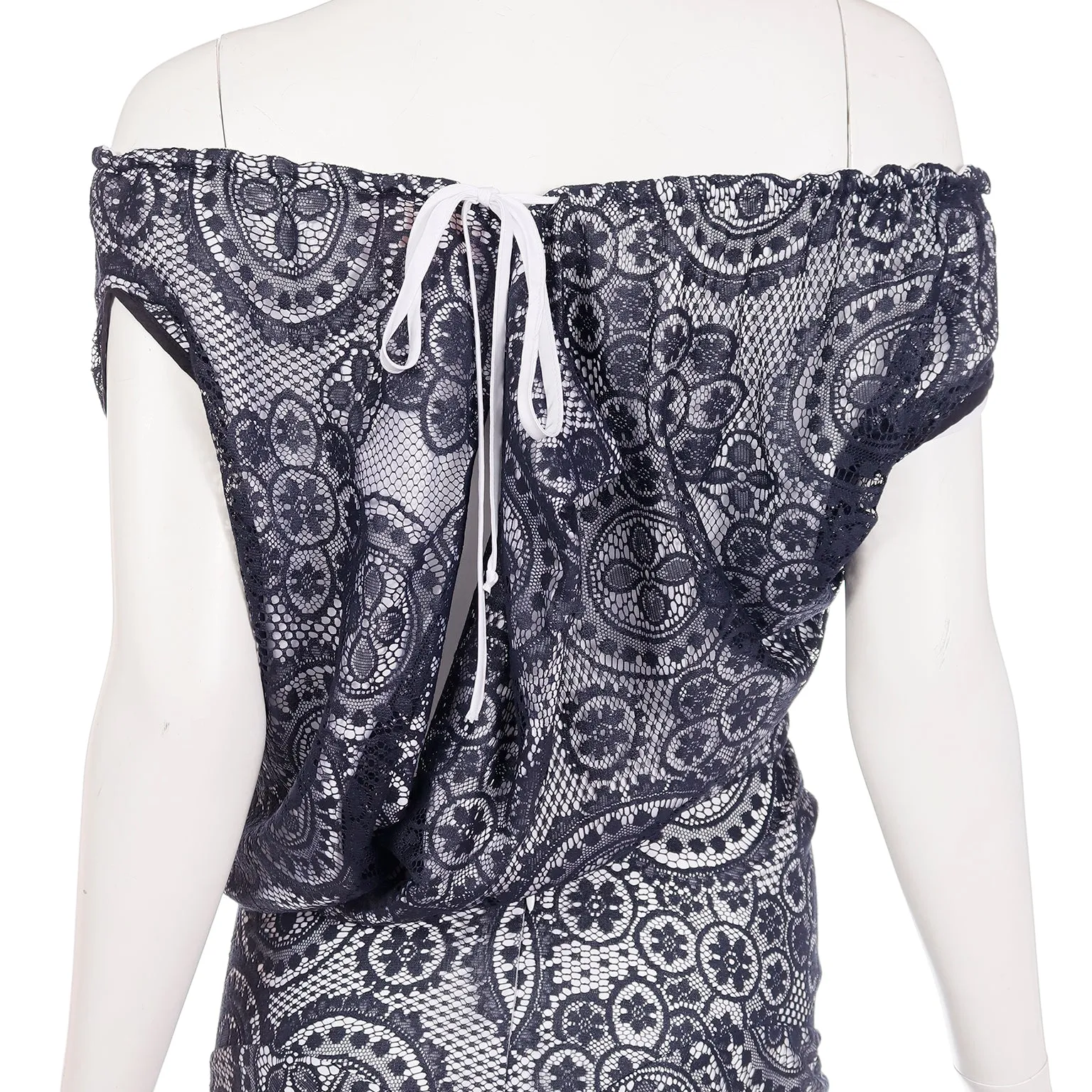 2012 Vivienne Westwood Black Lace & White Asymmetrical Dress