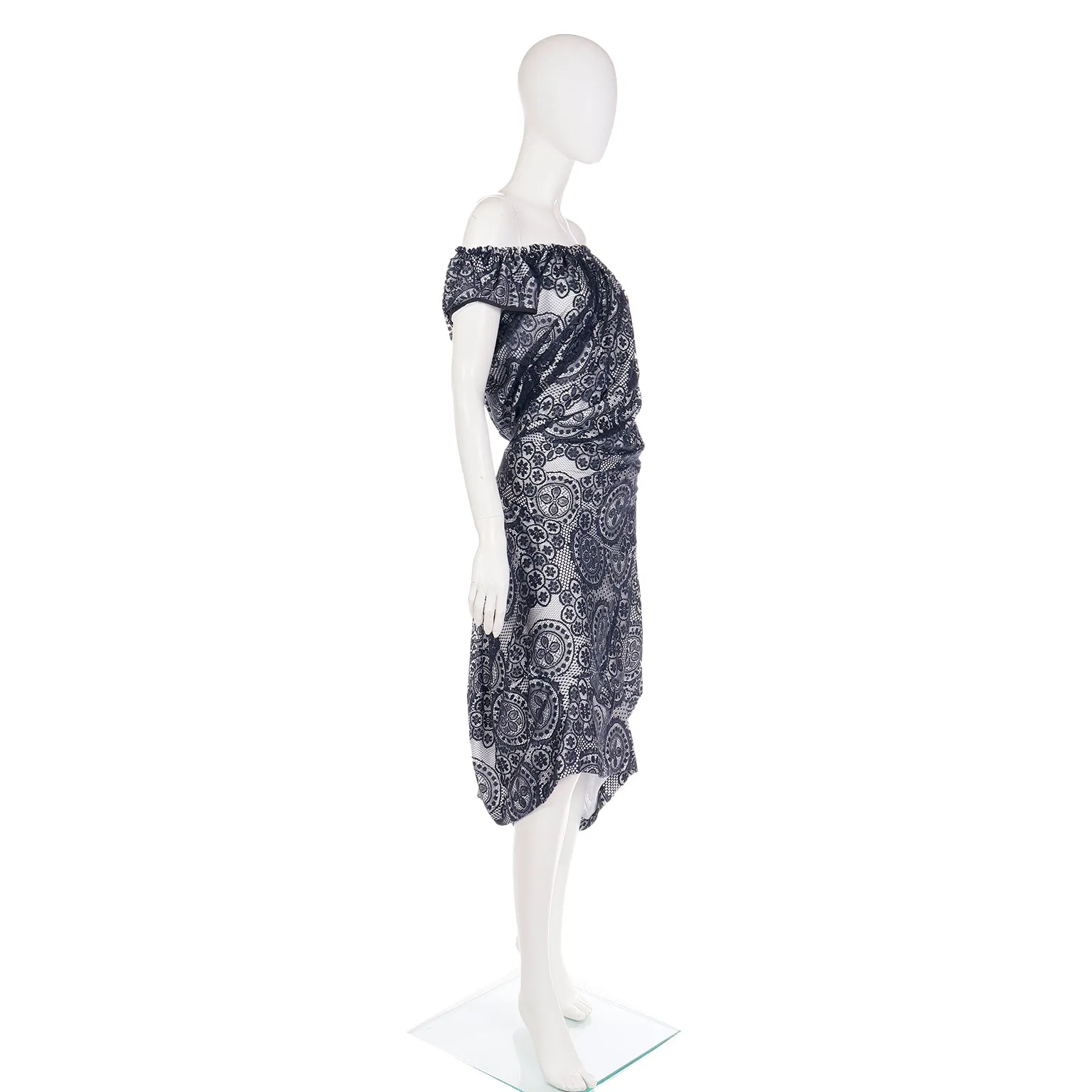 2012 Vivienne Westwood Black Lace & White Asymmetrical Dress