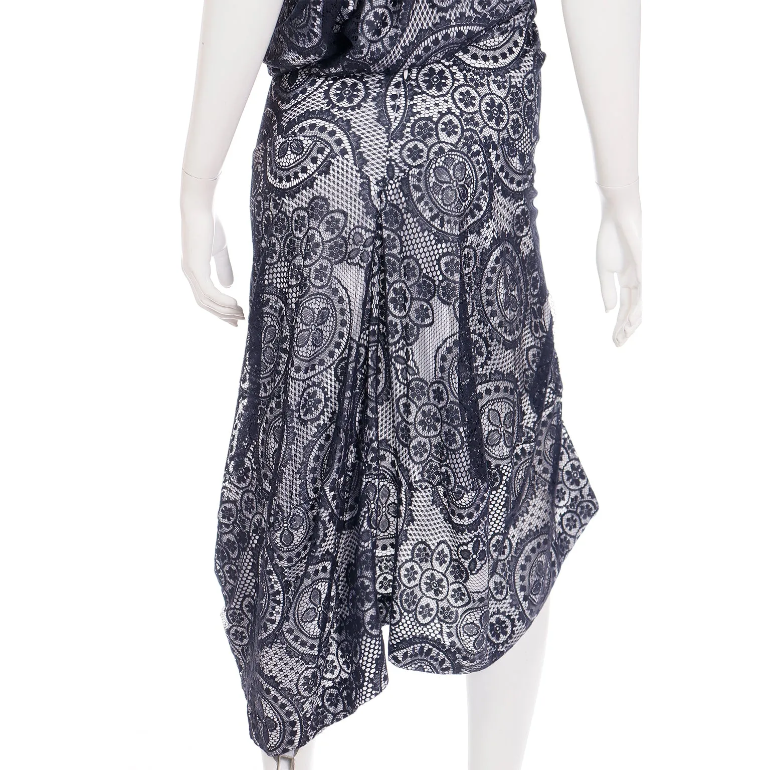 2012 Vivienne Westwood Black Lace & White Asymmetrical Dress