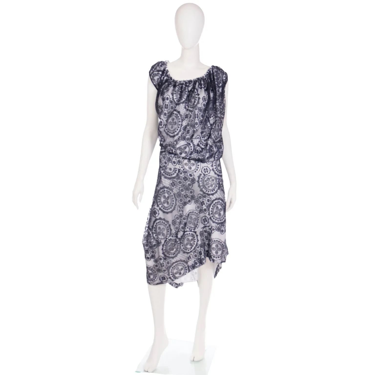 2012 Vivienne Westwood Black Lace & White Asymmetrical Dress