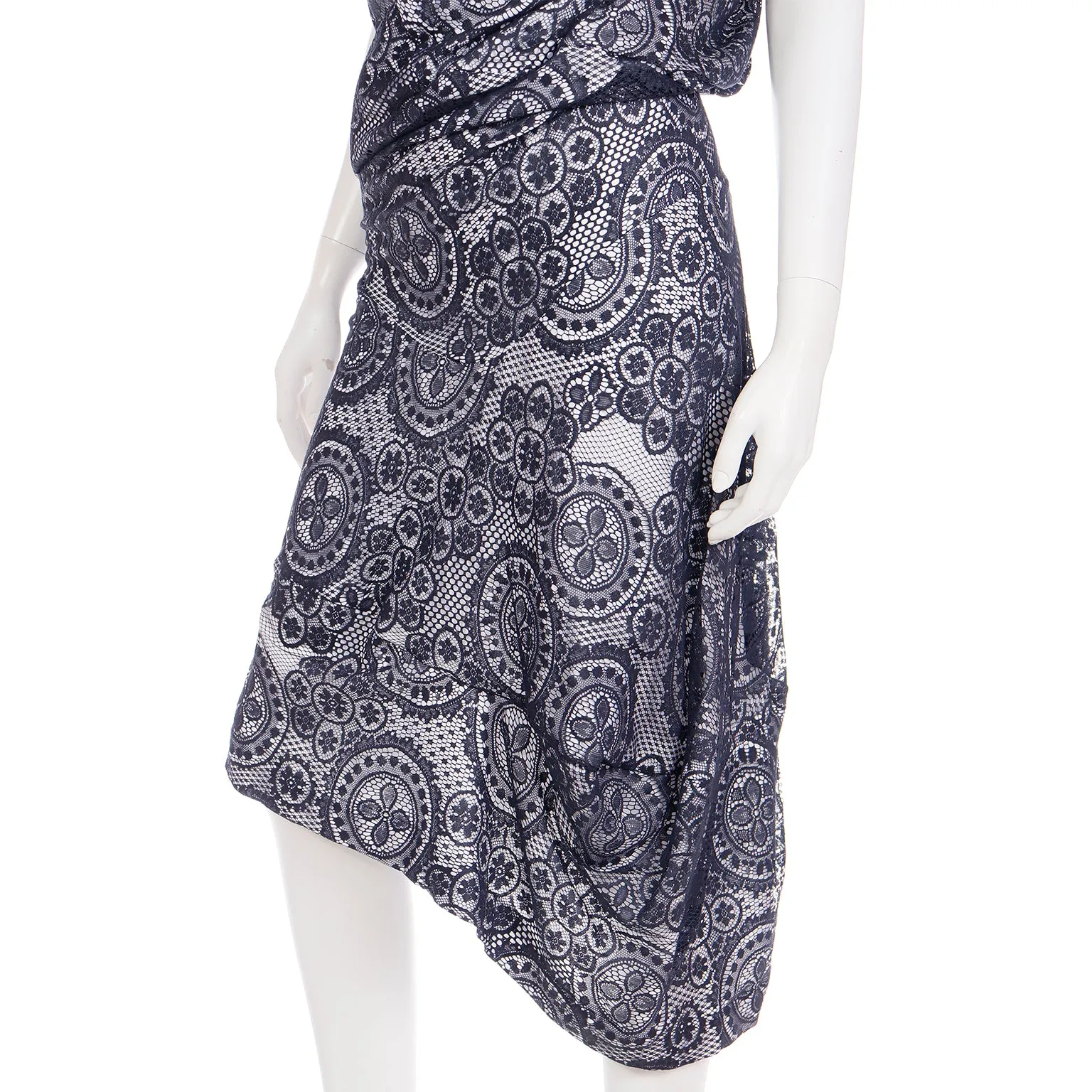 2012 Vivienne Westwood Black Lace & White Asymmetrical Dress