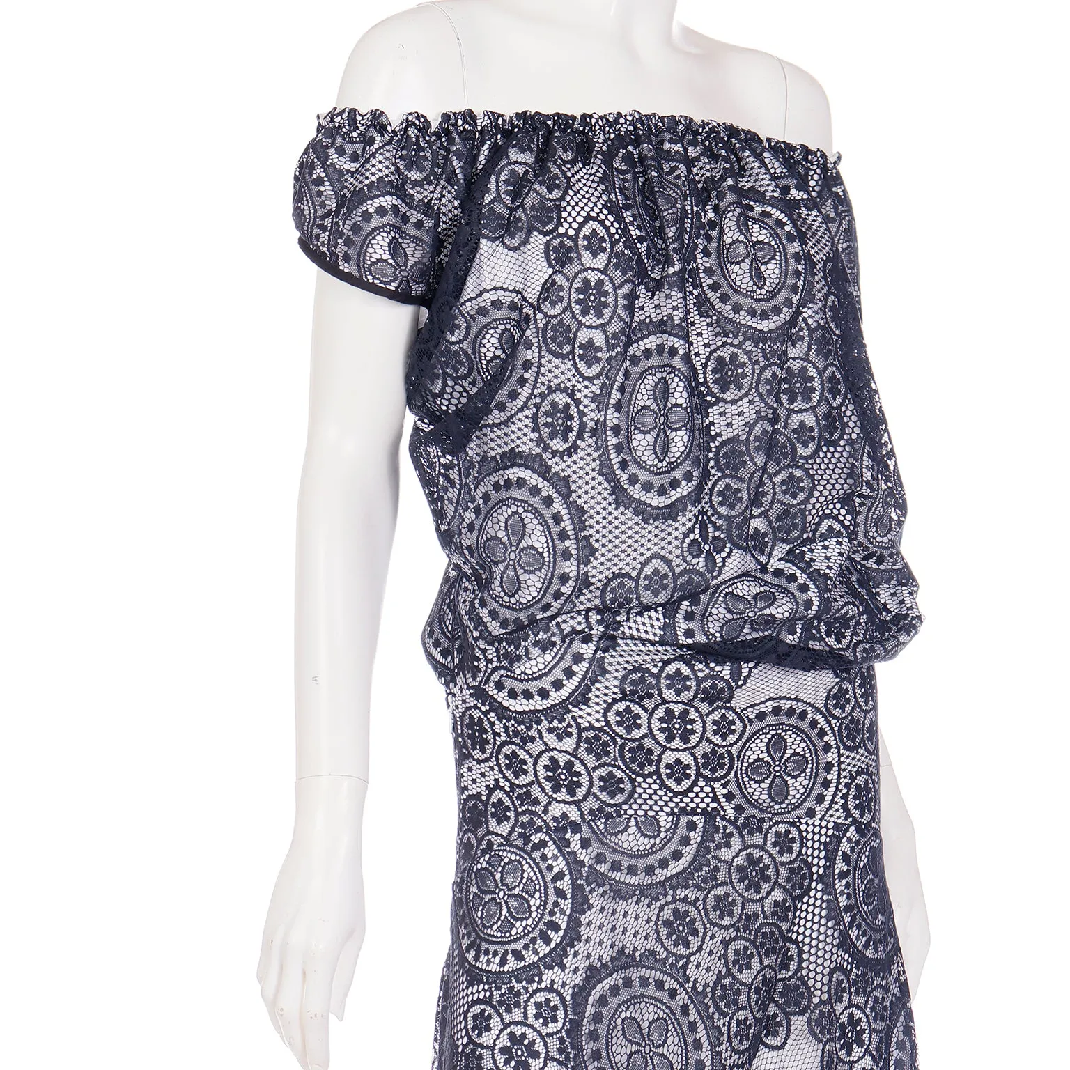 2012 Vivienne Westwood Black Lace & White Asymmetrical Dress