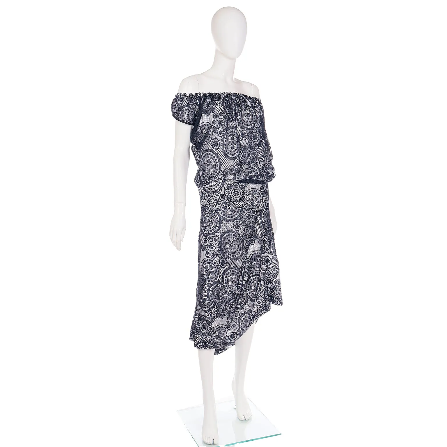 2012 Vivienne Westwood Black Lace & White Asymmetrical Dress