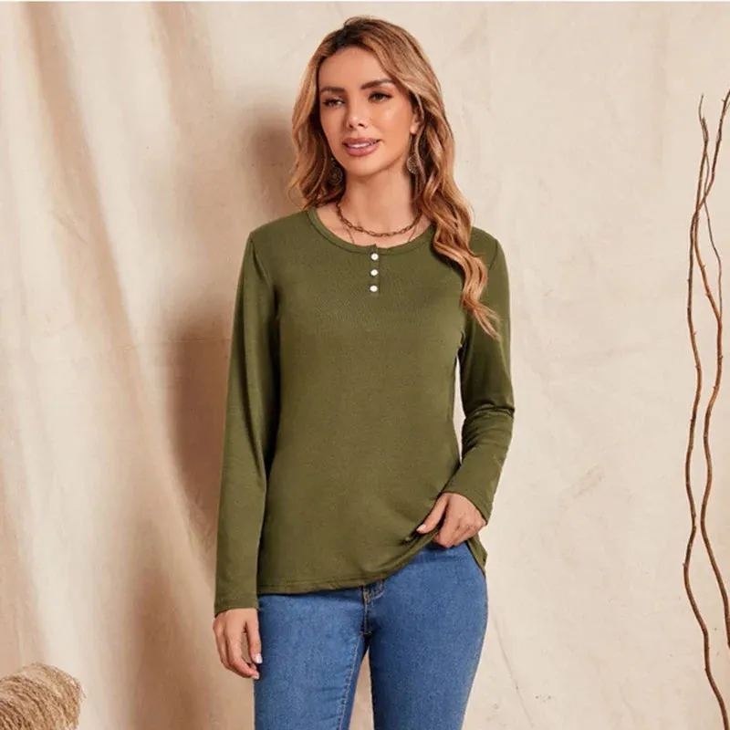 2024 Spring Autumn Long Sleeve Casual Tees for Women