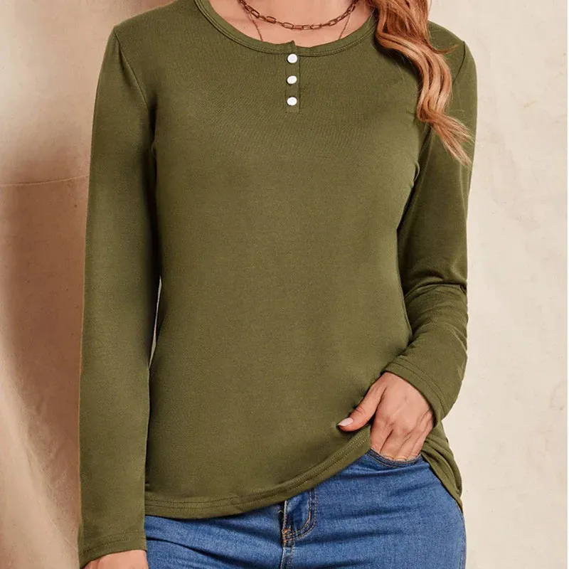 2024 Spring Autumn Long Sleeve Casual Tees for Women