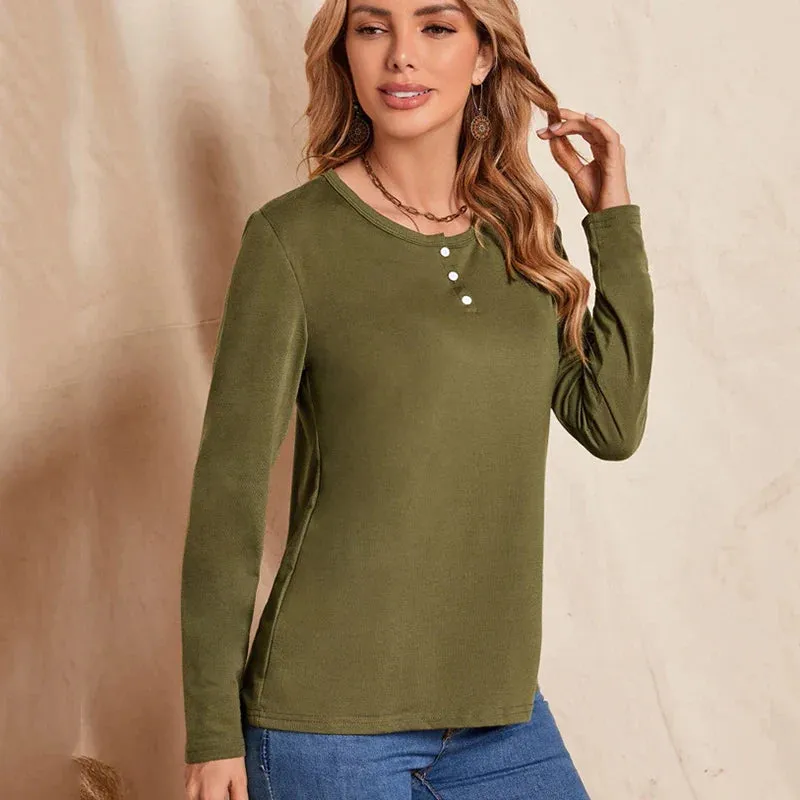 2024 Spring Autumn Long Sleeve Casual Tees for Women