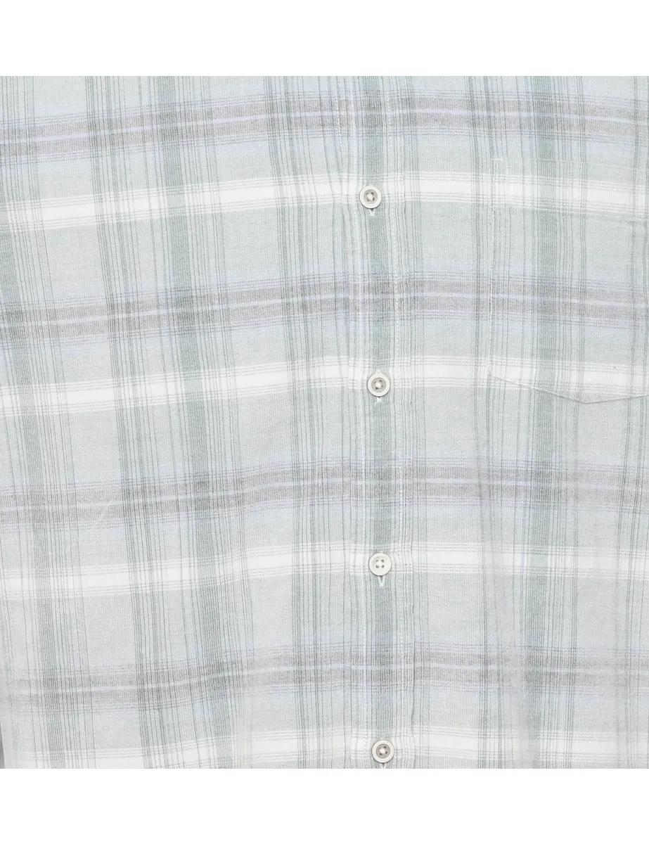 Aqua Blue Corduroy Checked Shirt - XL