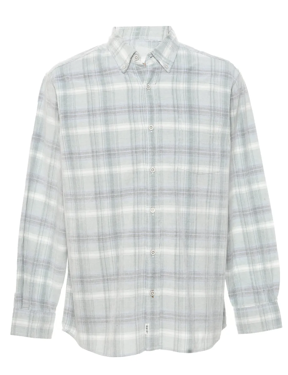 Aqua Blue Corduroy Checked Shirt - XL