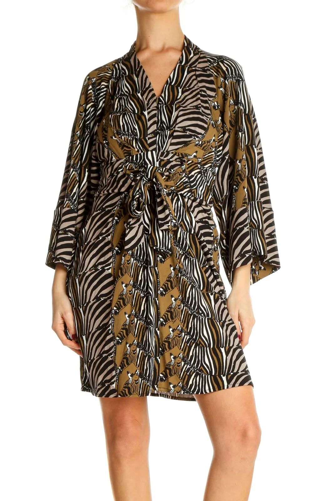 Black Animal Print Day Sheath Dress