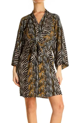 Black Animal Print Day Sheath Dress