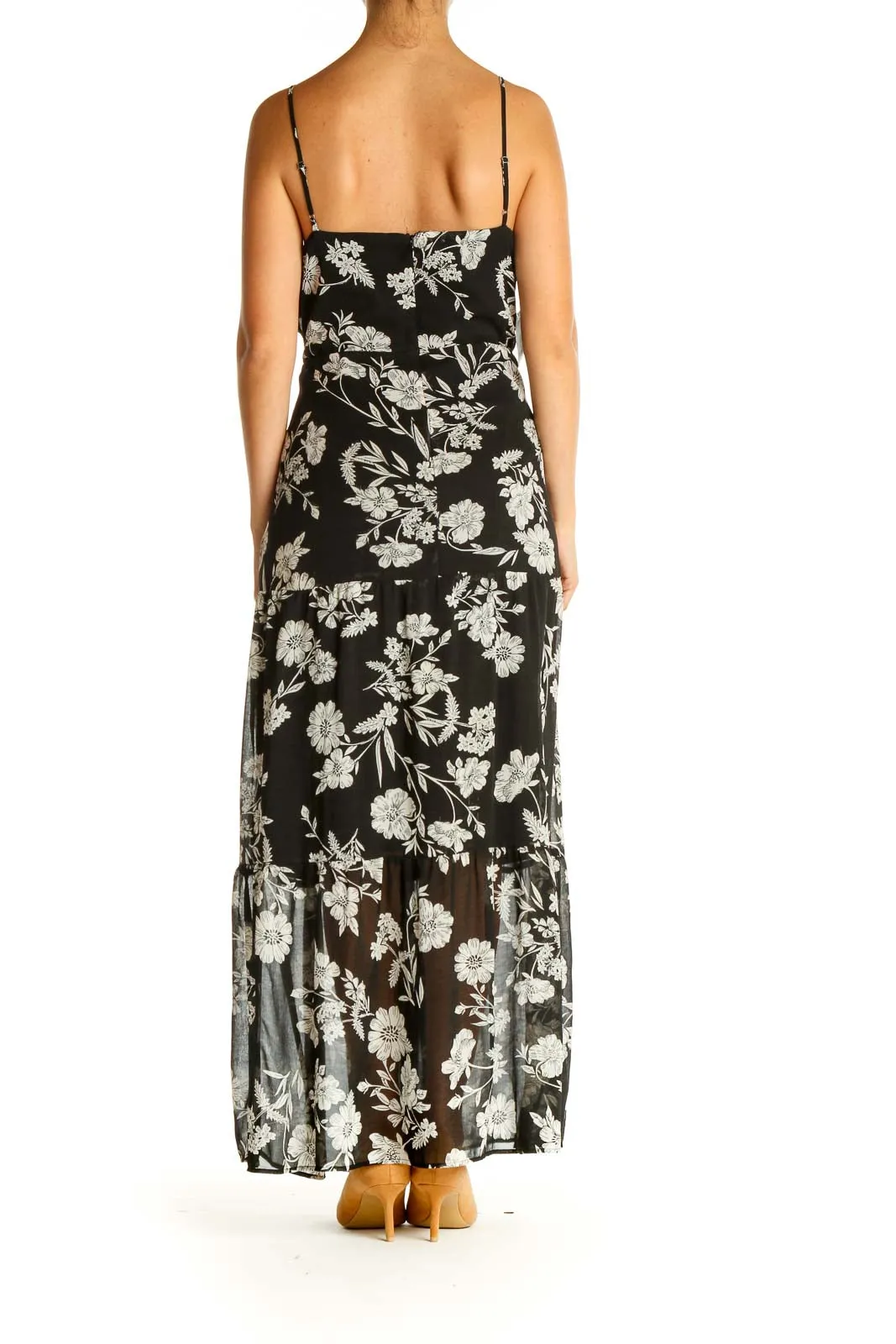 Black Floral Print Day Maxi Dress