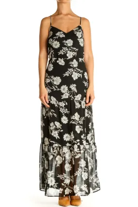 Black Floral Print Day Maxi Dress