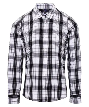 Black/White - Women's Ginmill check cotton long sleeve shirt