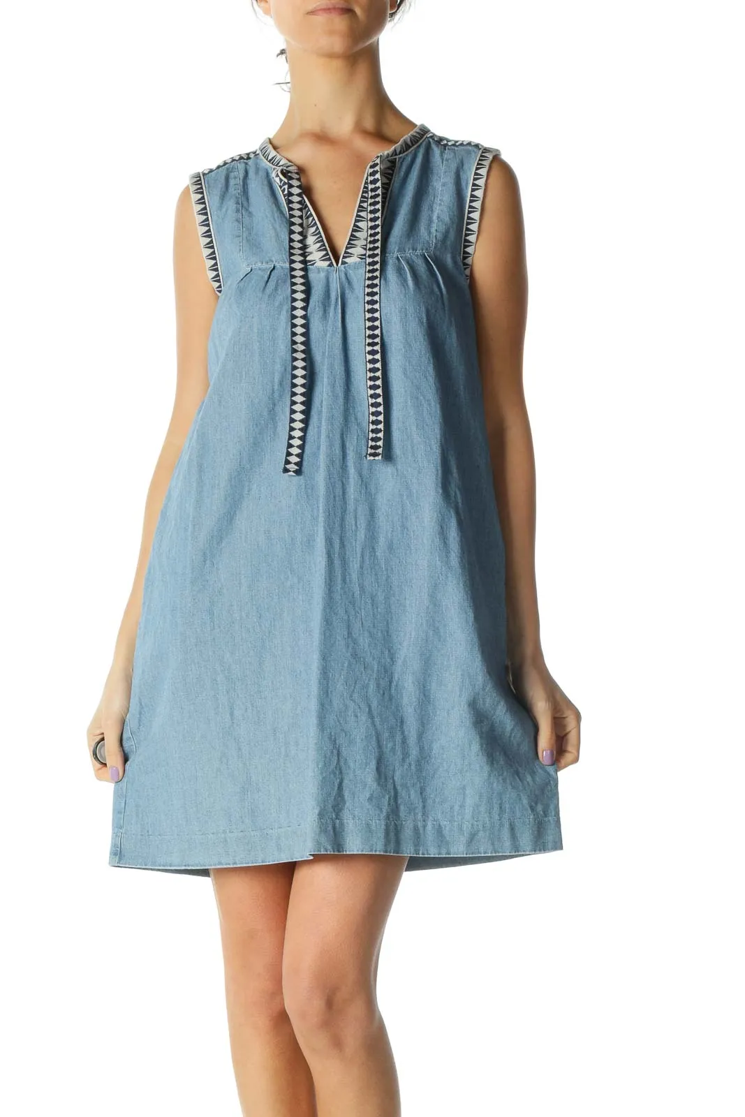 Blue Denim Pocketed Day Dress