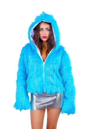 Blue Shimmer Fuzzy Jacket