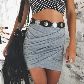 Bodycon Cross Wrap Ruffles Club Short Skirt