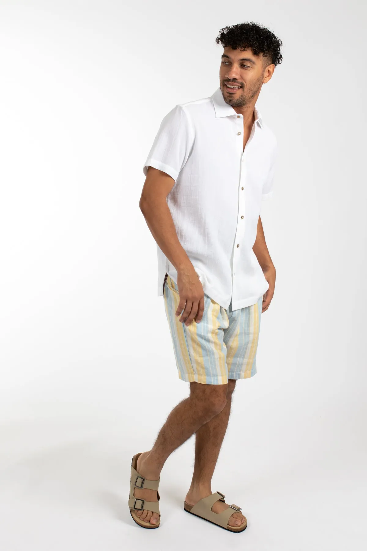 Butter Beach Stripe Linen Short