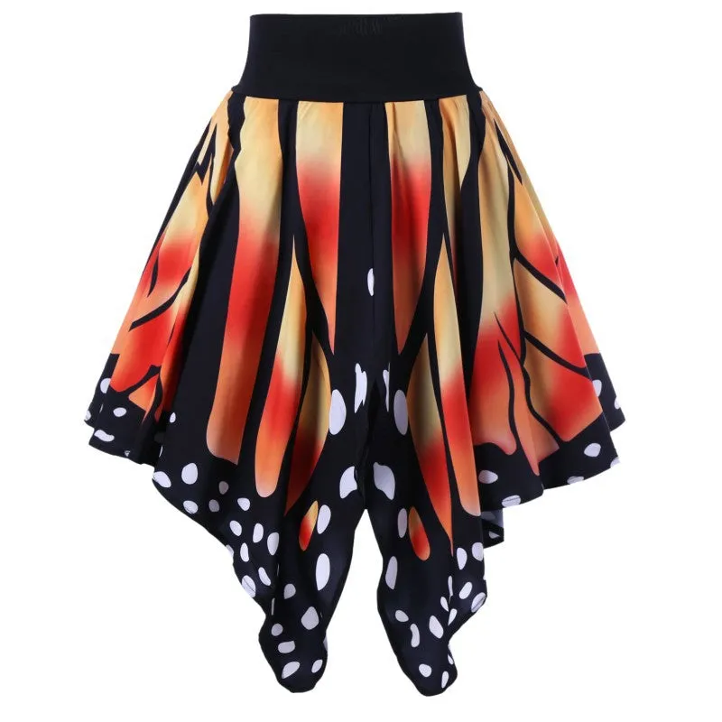 Butterfly Print Loose Irregular Short Skirt