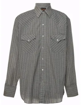 Checked Grey Western Shirt - M