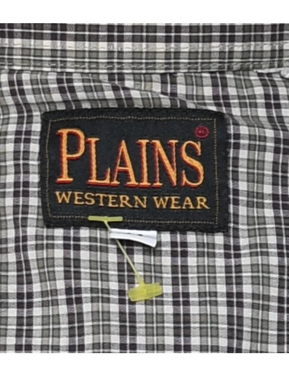 Checked Grey Western Shirt - M