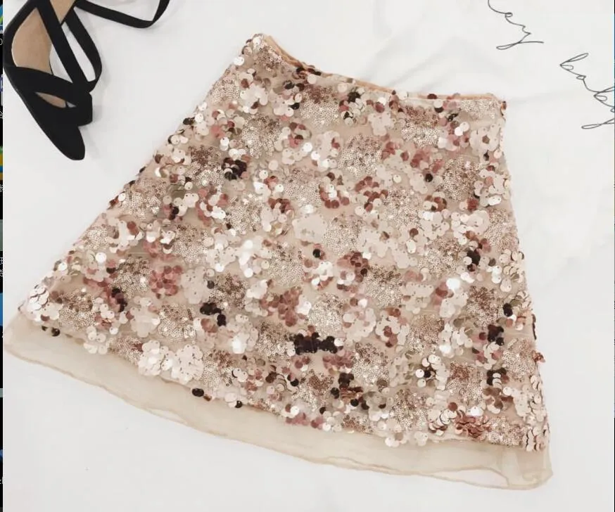 Clearance Sexy Sequins Patchwork A-Line Mini Skirt