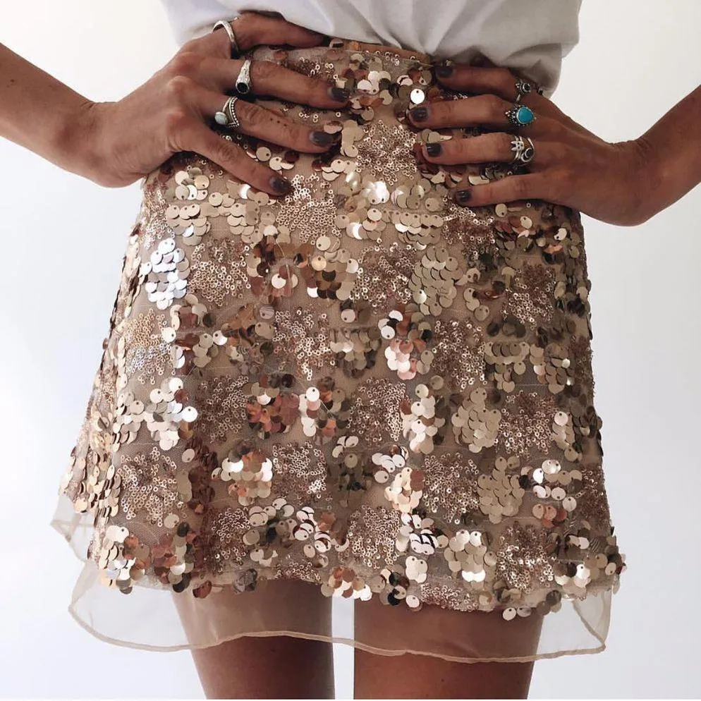 Clearance Sexy Sequins Patchwork A-Line Mini Skirt