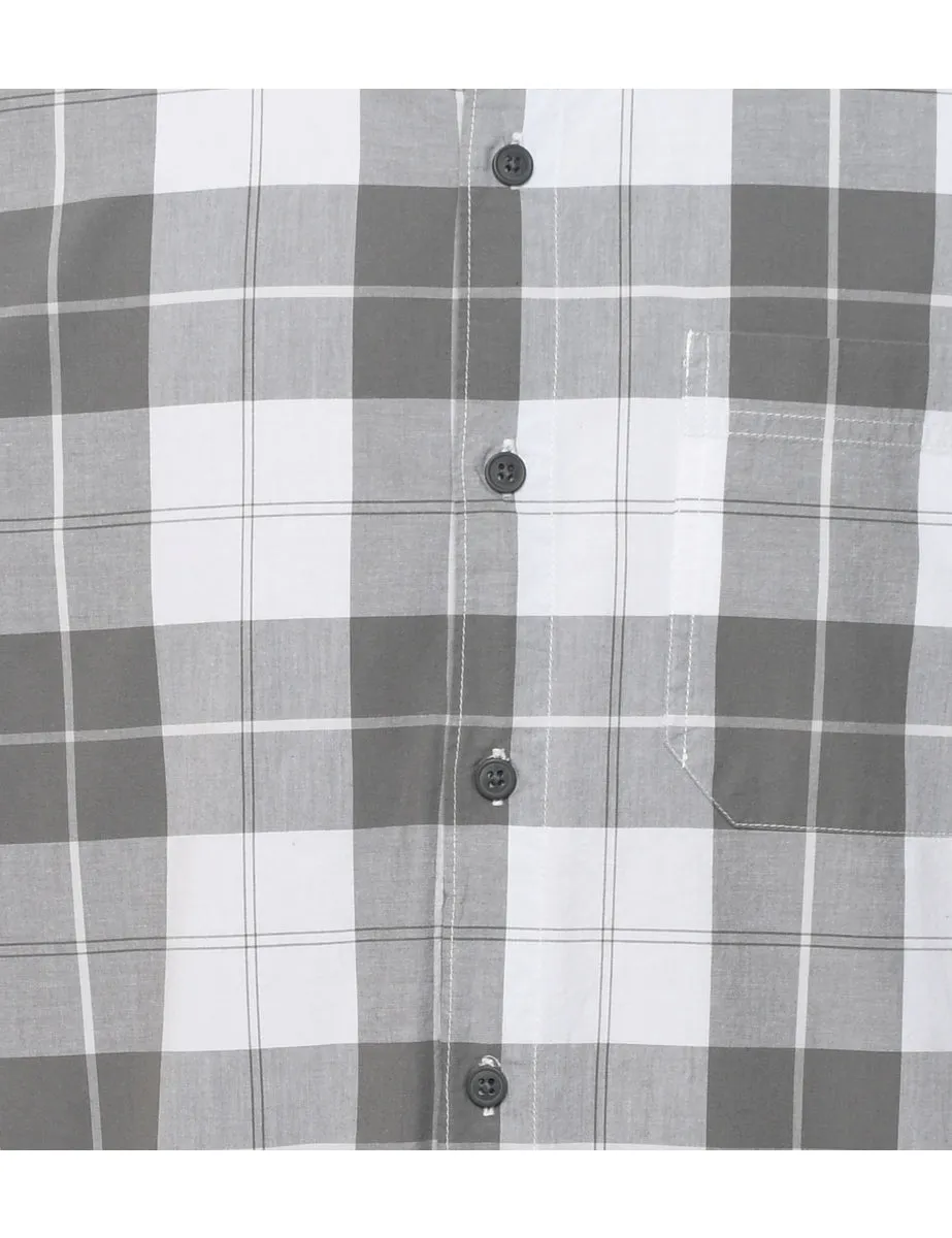 Columbia White & Light Grey Checked Shirt - L