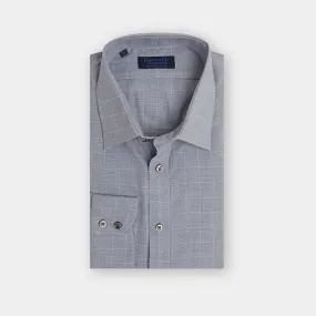 Contemporary Fit, Classic Collar, 2 Button Cuff Shirt in a Blue & White Check Twill Cotton