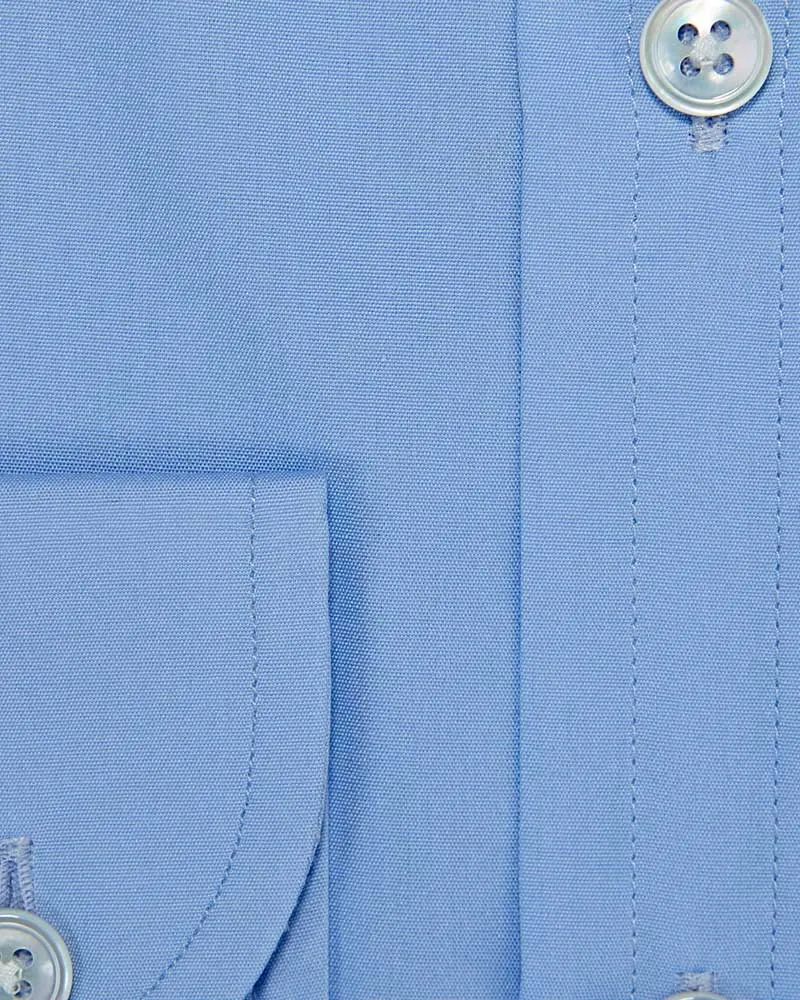 Contemporary Fit, Classic Collar, Two Button Cuff in Plain Sky Blue