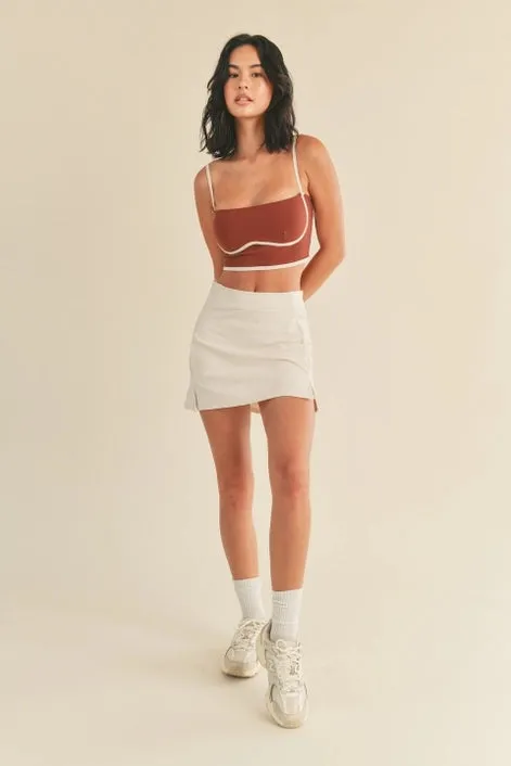 Cream High Waist Tennis Skirt