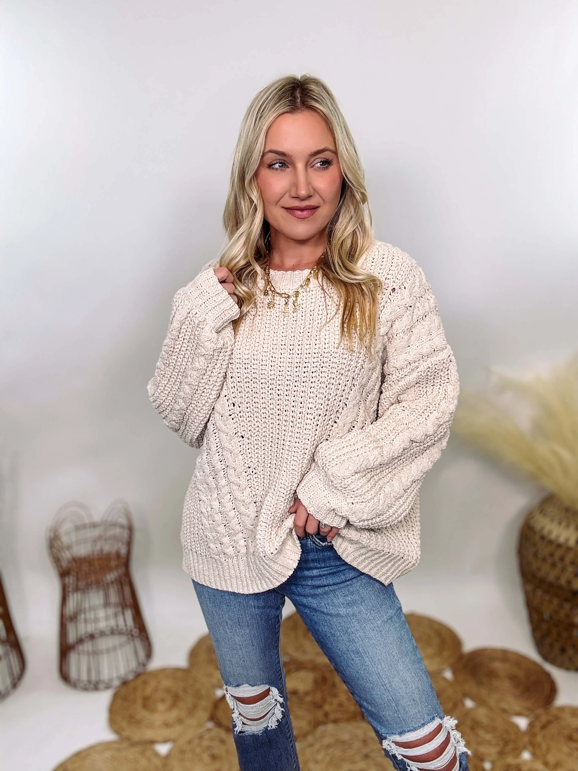 Cream Oversized Knit Sweater