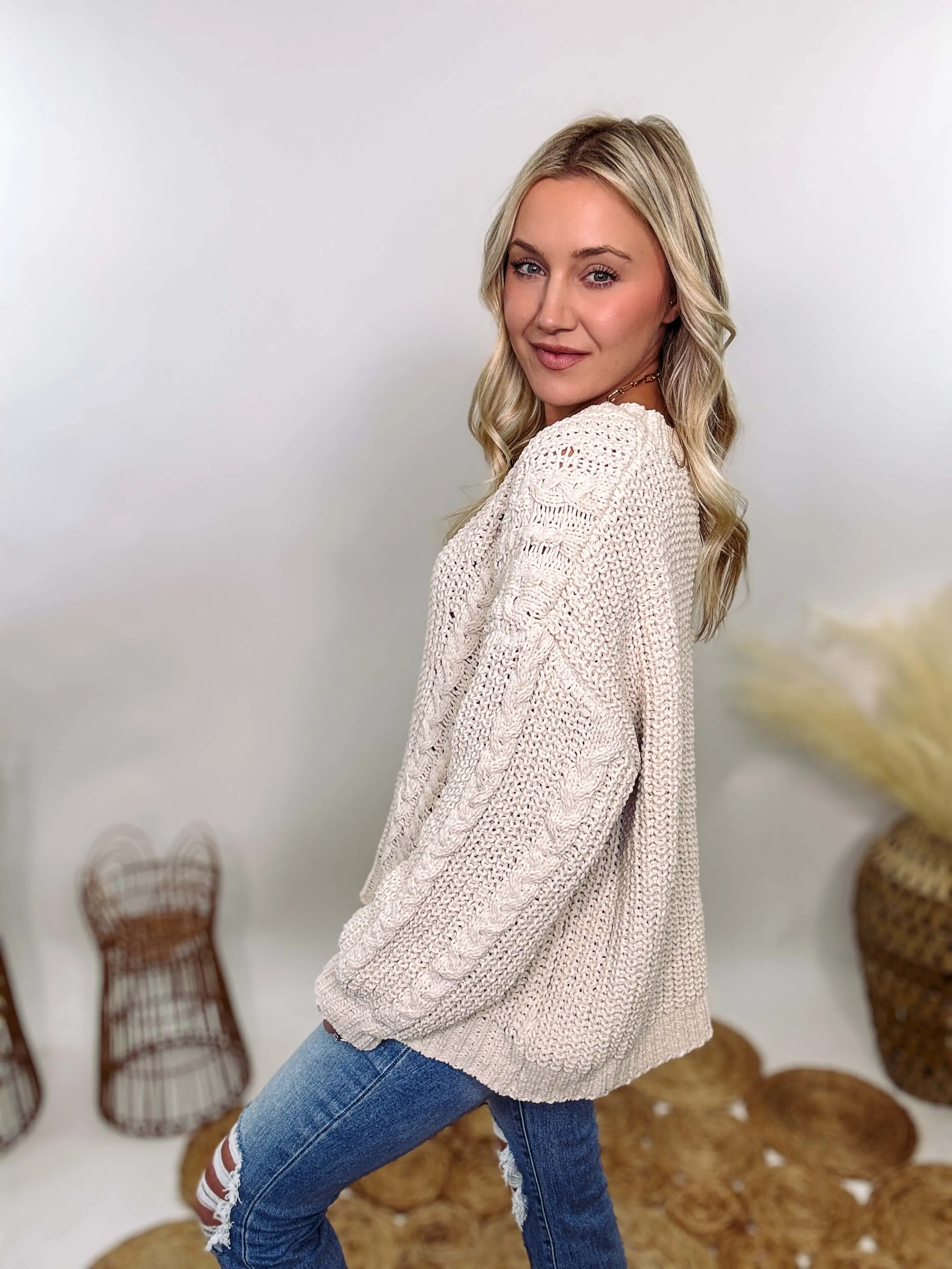 Cream Oversized Knit Sweater