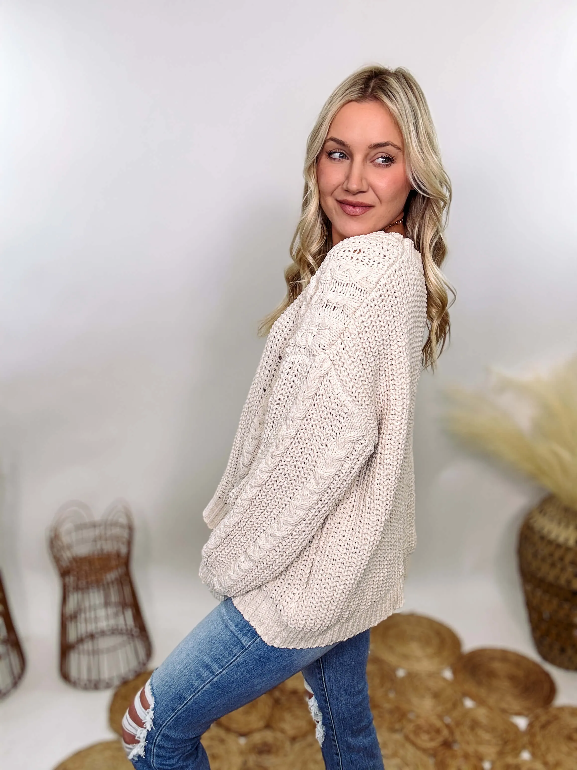 Cream Oversized Knit Sweater