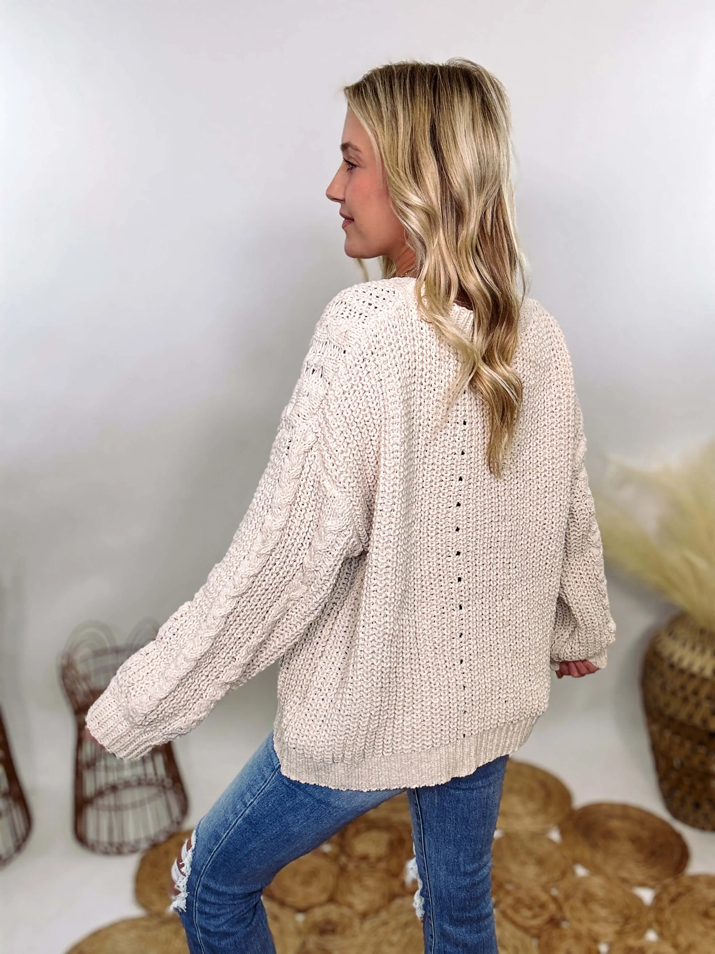 Cream Oversized Knit Sweater