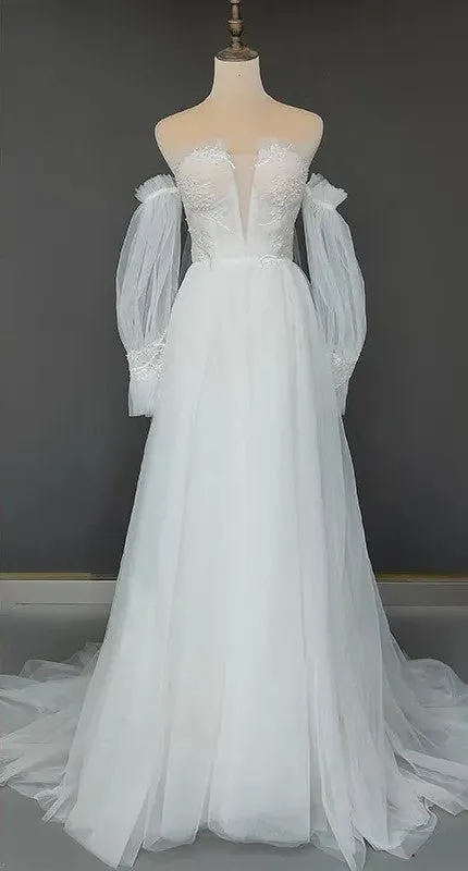 Custom Embroidered Tulle Sexy Wedding Gown All Sizes