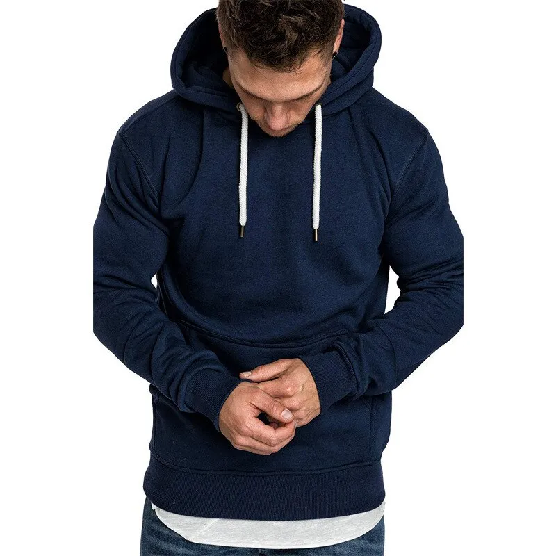 Fashionable Casual Men's Slim Hoodies Solid Color For Autumn