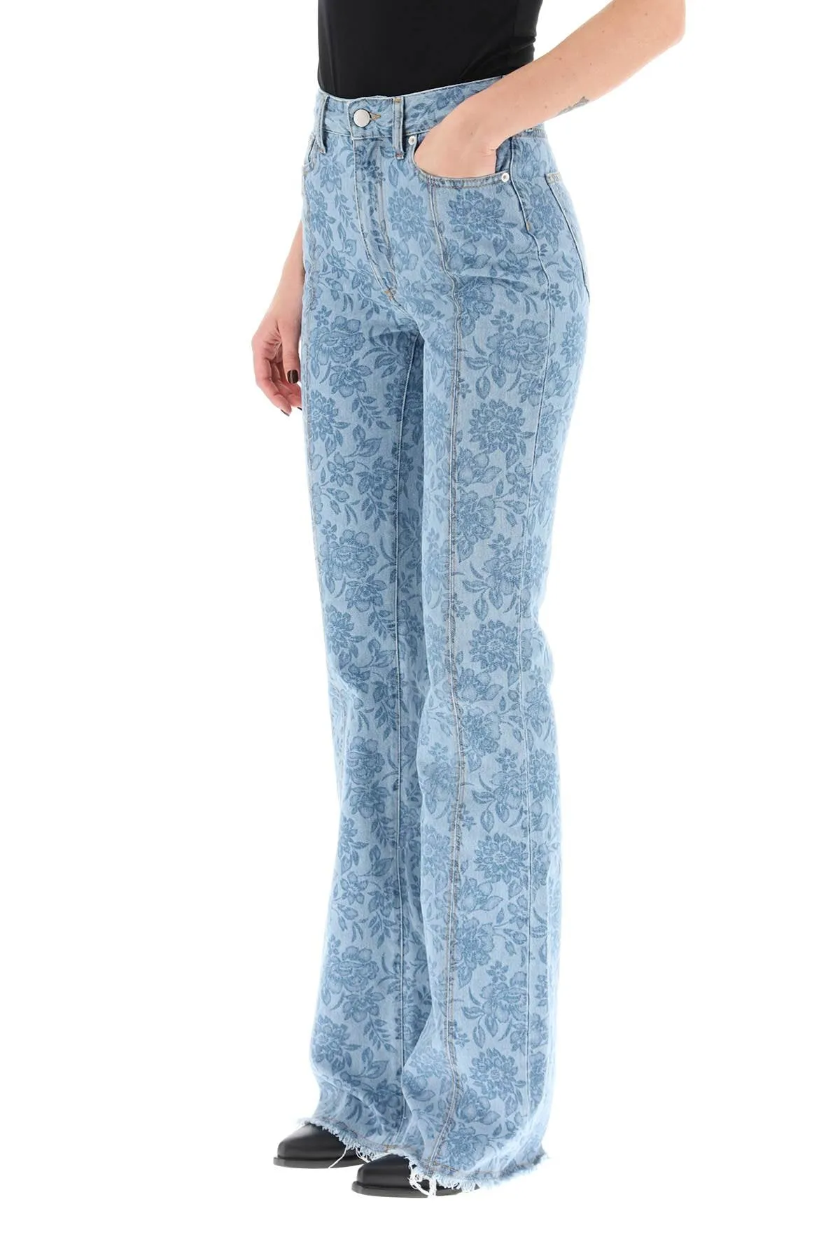 flower print flared jeans