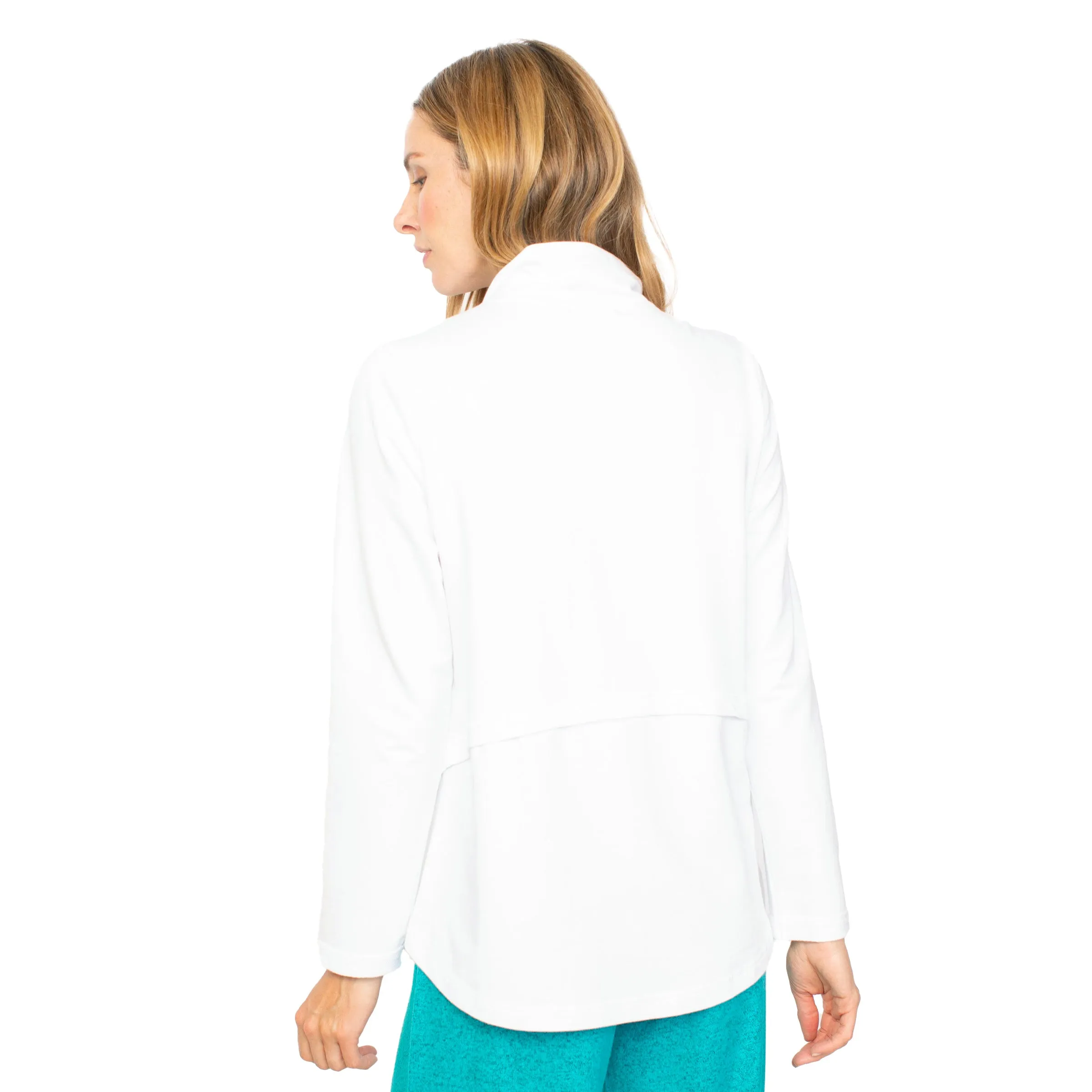 Habitat French Terry Scalloped Zip-Front Jacket in White - 69240 - Sizes XS, XL & XXL