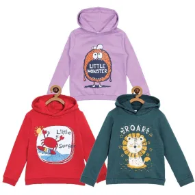 Hooded Sweatshirt Combo of 3-Little Monster-Little Surfer-My Little Lion