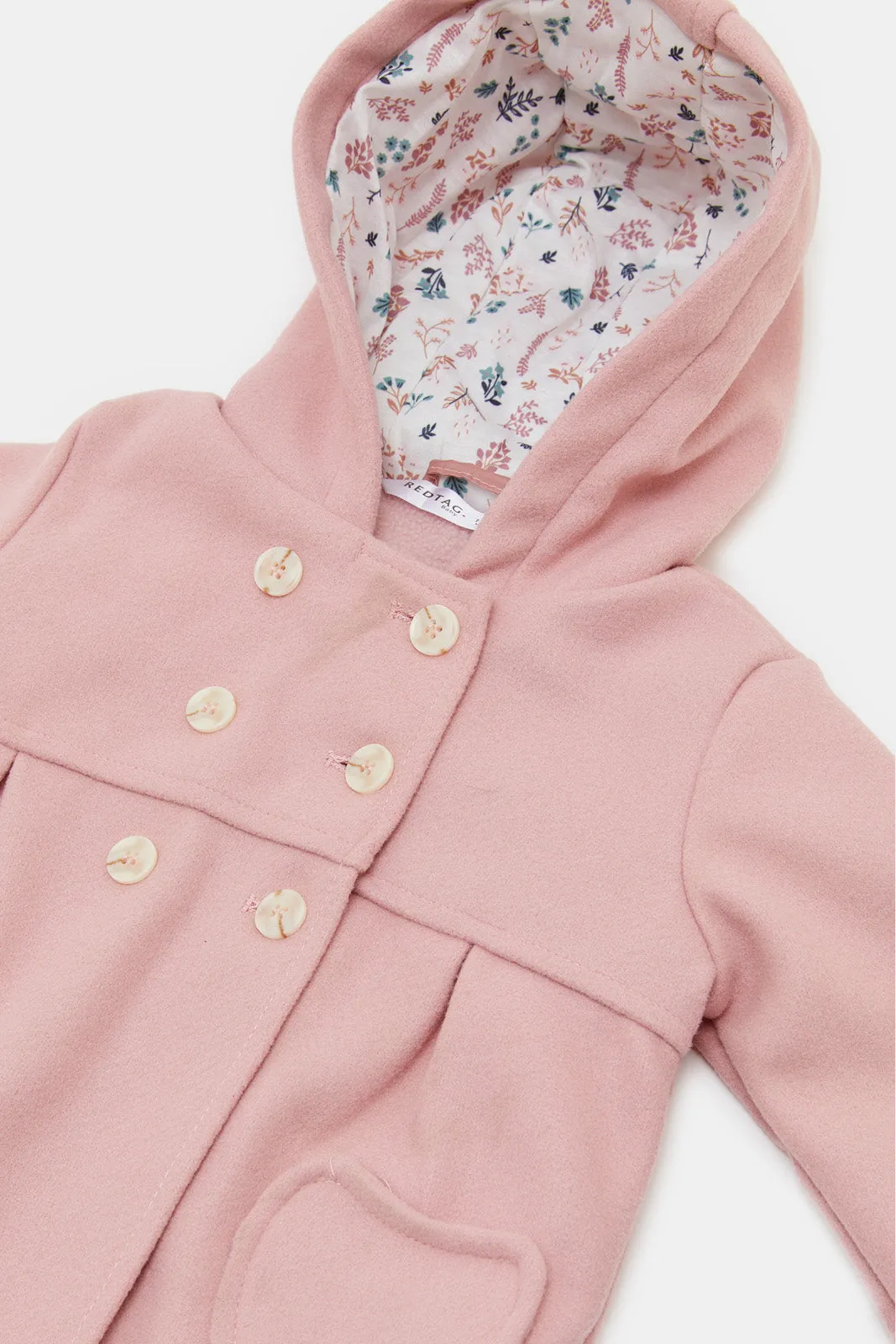 Infant Girls Pink Melton Coat