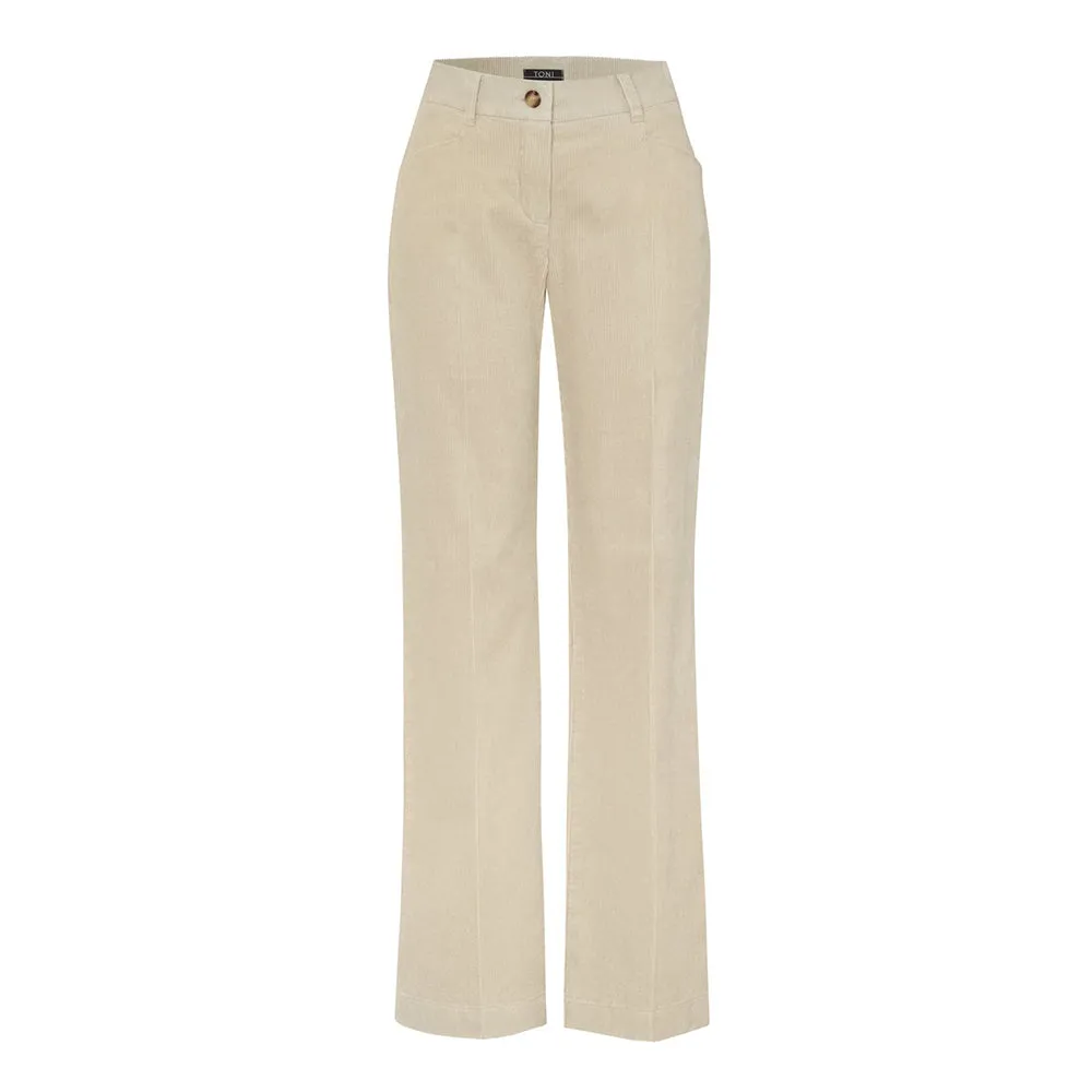 Jolie Ecru Flared Corduroy Trousers