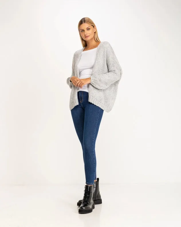 Large Chunky Knit Jacket Grey