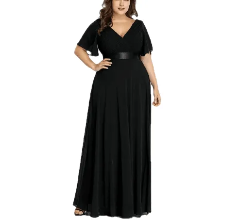 Long Ever Pretty V-Neck Chiffon A-Line Robe Party Gowns