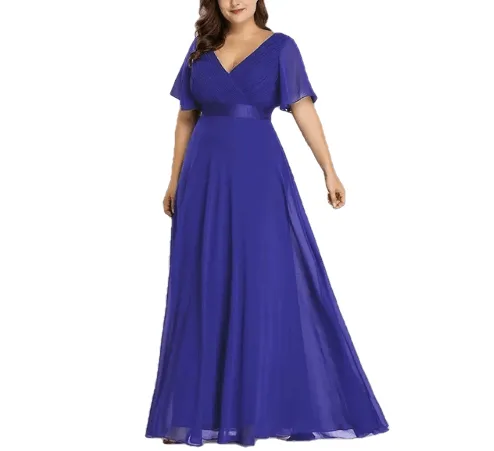 Long Ever Pretty V-Neck Chiffon A-Line Robe Party Gowns