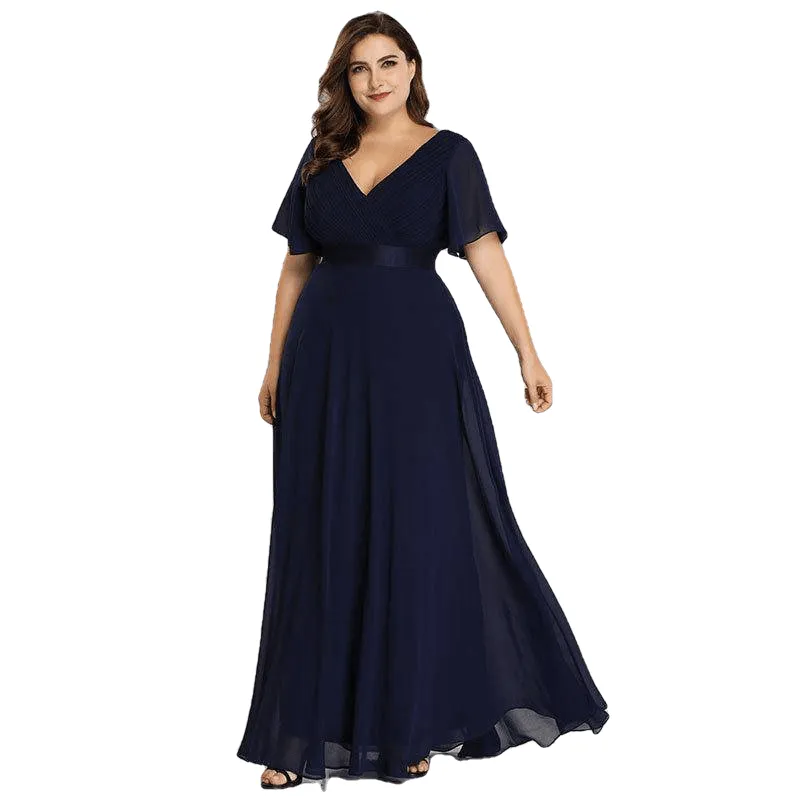 Long Ever Pretty V-Neck Chiffon A-Line Robe Party Gowns