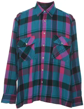 Long Sleeved Multi-Colour Checked Shirt - L