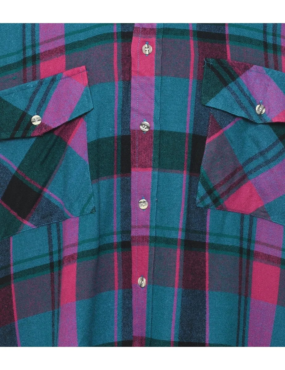 Long Sleeved Multi-Colour Checked Shirt - L